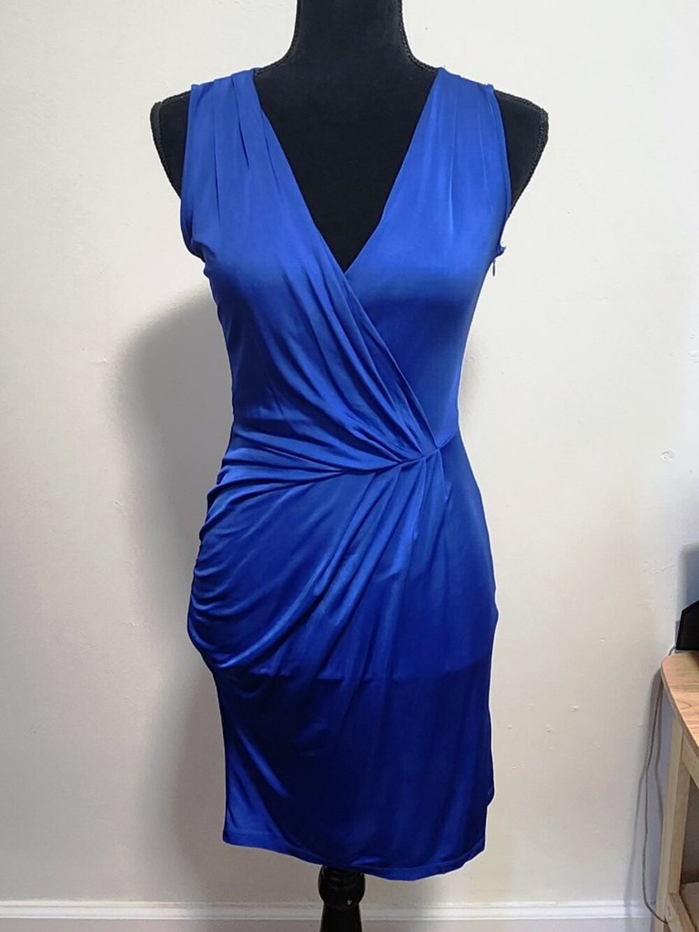 Great Women's Forever21 Blue Ruched Cross Sleeveless Dress Small